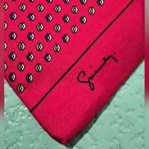 Givenchy Monsieur Red Silk Necktie XL Geometric Pattern Made in France